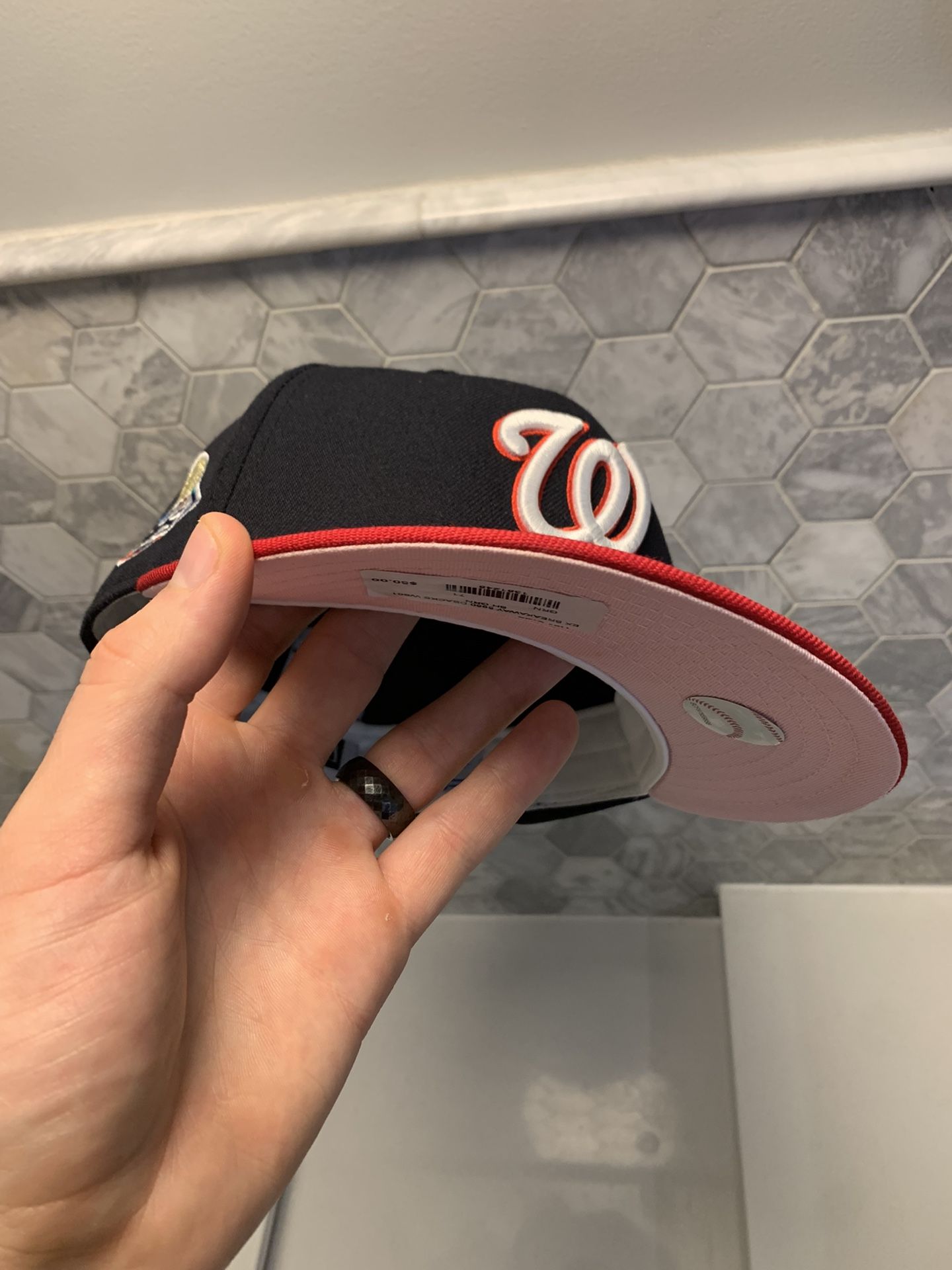 Washington Nationals Pink Bottom RARE 1/8 Men's Fitted Hat
