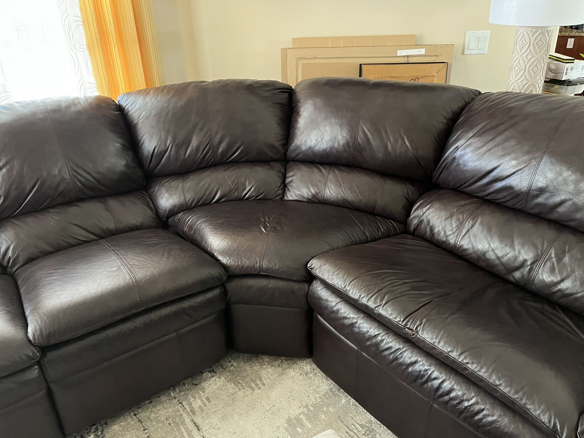 Leather Sectional (2 Recliners And Sleeper Sofa)