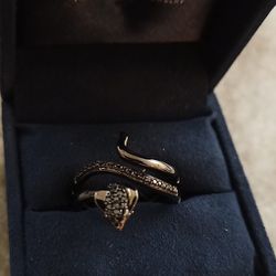 Enchanted Disney Villains Jafar Black Diamond Snake Ring In Size 7