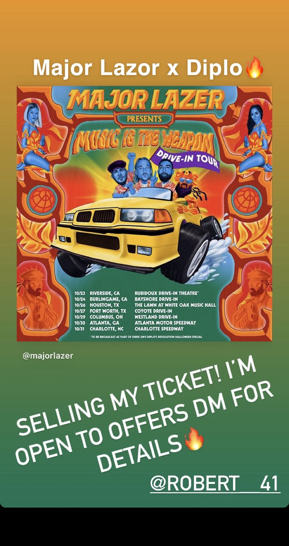 Major Lazor x Diplo Drive in tickets! Rave Festival