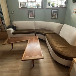 Mid-Century 3 Piece Couch & Boomerang Table