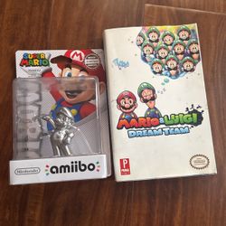 Sliver Mario Amiibo And Dream team Book 