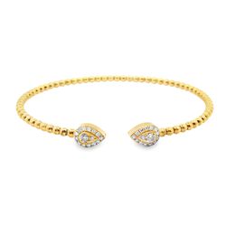 10k Yellow Gold Diamond Bangle Bracelet with Pear-Shaped Diamonds 0.5 ctw