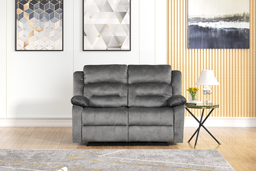 GRAY Fabric Manual Reclining Love Seat