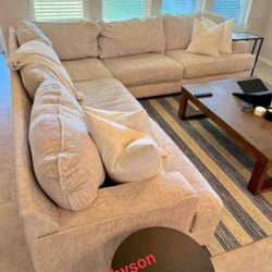 Rawcliffe Parchment Modular Large Comfy Deep Seating Sectional Couch With Chaise| Brand New| Ashley @ Fast Delivery 