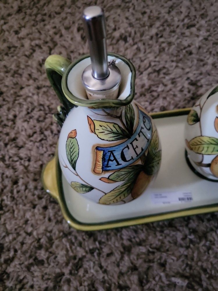 Hand Painted Italian Oil/Vinegar Dispensers