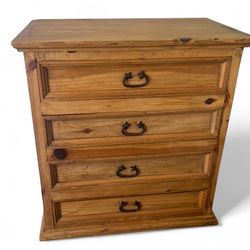 Rustic Solid Pine 4-Drawer Chest Dresser