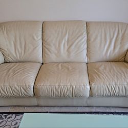 Faux Leather Couch Set Beige