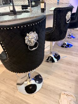 Four black glam barstools