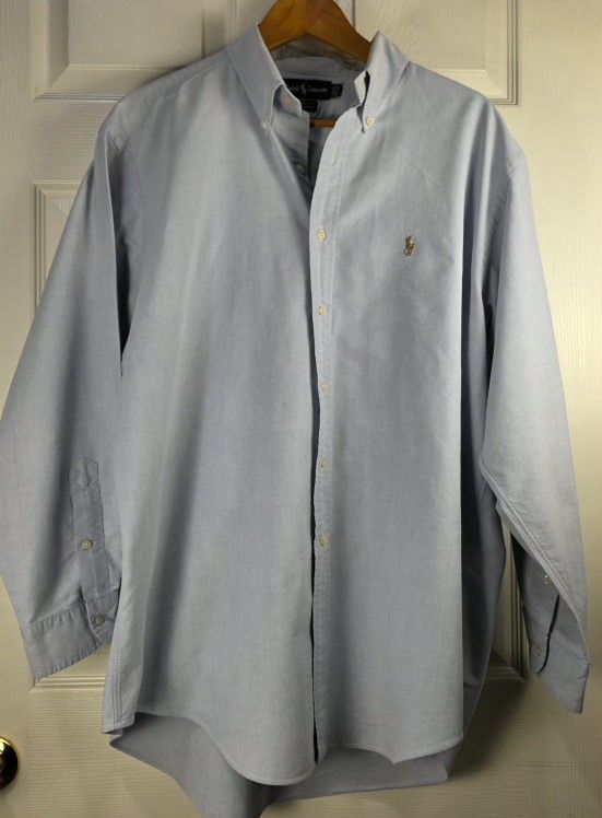 Ralph Lauren Naked Pony ButtonUp Shirt Mens Size~ 17 1/2 34 Blue Long Sleeve 