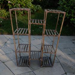 Multi Tier Wooden Outdoor Patio Garden Plant Rack Shelf!  33.5x12x48in