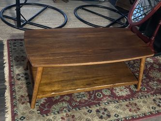 Lyncott 48” Brown Rectangle MDF Coffee Table MCM Retro Style