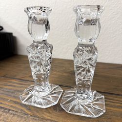 Vintage Crystal Candle Holder Set