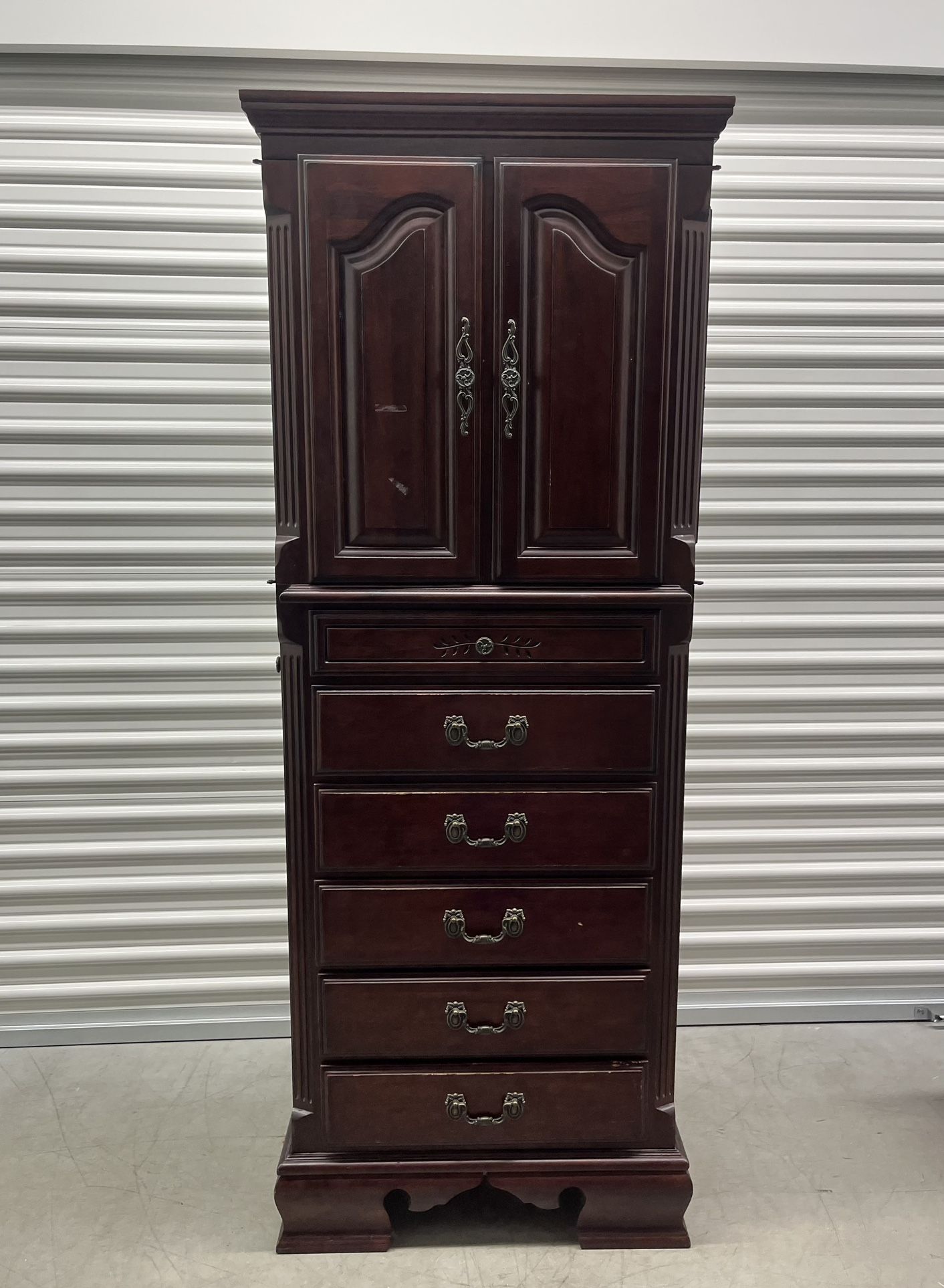 Tall Heirloom Traditions dresser 70 in with 6 dovetail draws and side cabinet space