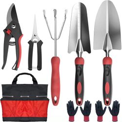 Garden Tool Set, Gardening Tools Alloy Steel Hand Tool Garden Tool Set for Women Kids Starter Kit with Garden Bag, Outdoor Tool, Heavy Duty Gardening