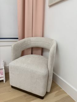 Modern Barrel Armchair with Rollers for Dining Room, Bedroom, Living Room, Reading Room, Home Office, Set of 1, Beige