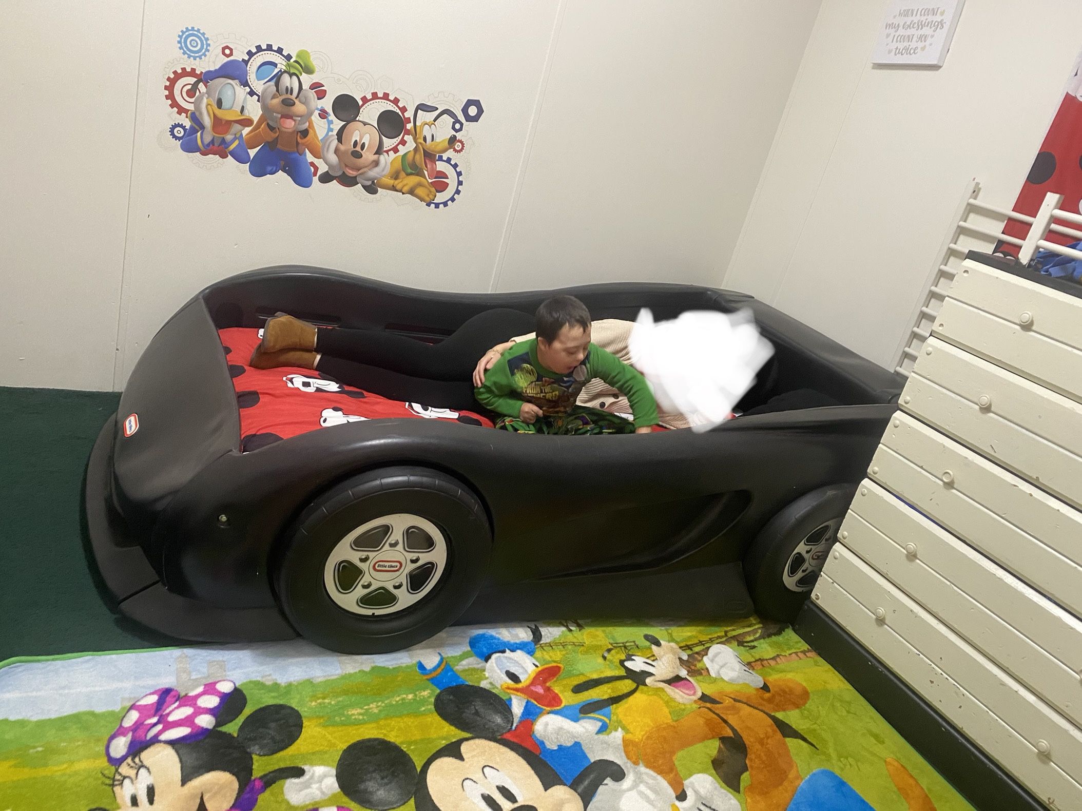 $240-(firm price as these bed frames are over $1200) gently used Twin size play car bed FRAME ONLY MATTRESS NOT INCLUDED!!! This is not a toddler bed.