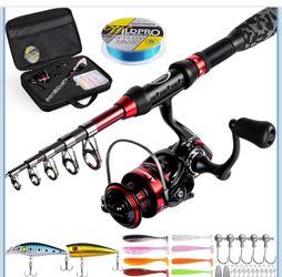 Fishing Rod and Reel Combo Collapsible Fishing Pole Telescopic Fishing Rod Combo Travel Portable Fishing Set Carbon Fiber with Carrier Bag for Saltwat