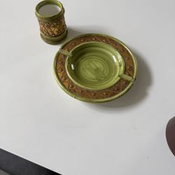 Mid Century Modern Ashtray and a matching Holder, made in Italy. 