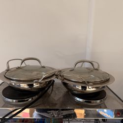 Cast Iron Silver Coated Buffer Warmer Server 