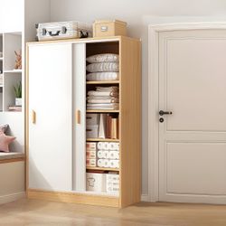 Light walnut Wood Wardrobe Armoire/Large Storage Cabinet Closet Solution