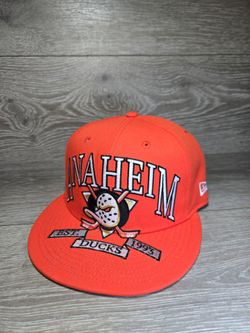 Anaheim Ducks New Era Orange Oversized Vintage Arch 59Fifty Fitted Hat 7 3/8