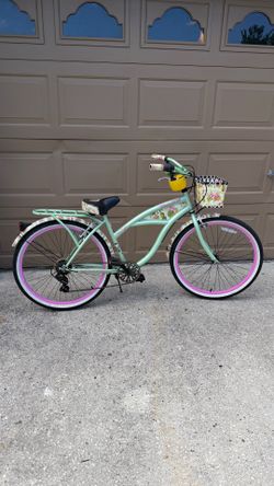 Jimmy Buffet Margaritaville 26” Inch Wheel Tire  7 Speed Beach Cruiser Bike With Basket Rack Cup Holder Boy Girl Man Woman