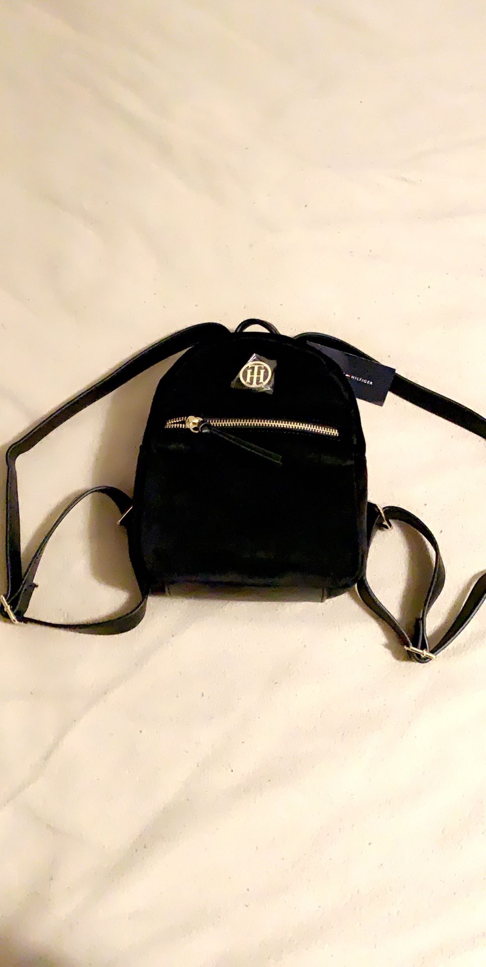 Black suede Tommy Hilfiger Mini Backpack