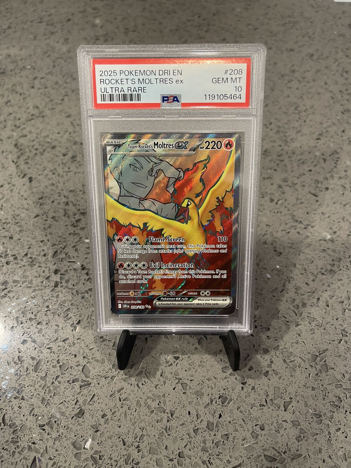 2025 POKEMON DRI EN-DESTINED RIVALS ULTRA RARE TEAM ROCKET'S MOLTRES EX PSA 10