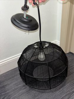 Black metal wire hanging light