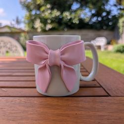 Handmade Coquette Ceramic Mug With Pink Bow