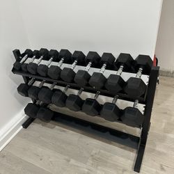 5-50lbs Dumbbells w/Rack 