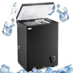 3.5 Cu.Ft Deep Freezer Mini Chest Freezer Small Freezer with Top Open Door and Removable Storage Basket, 7 Gears Temperature Control, Energy Saving, f