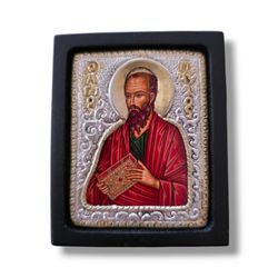 Paul the Apostle Byzantine Icon on Canvas 9.25 Pure SILVER agiography colors