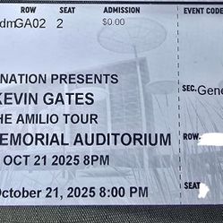 2 Kevin Gates Tickets - The Amilio Tour (Oct 21 - Fort Lauderdale)