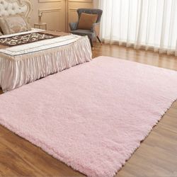 New - Arbosofe 9’ x 12’ Fluffy/Shaggy Modern Plush Area Rug, Pink