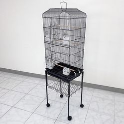 (New in box) $55 Small to Medium Bird Cage 60” Tall Parrot Parakeet Cockatiel Bird Cage 18x14x60” Rolling Stand 