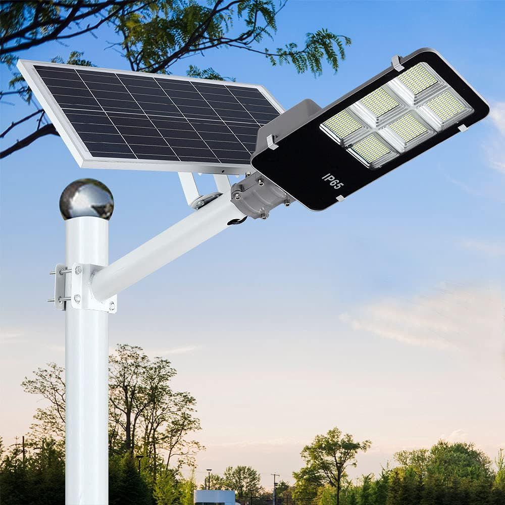 6000W LED Solar Street Lights Outdoor, Dusk to Dawn Security Flood Light with Remote Control, Wireless, Waterproof, Perfect for Yard, Parking lot, Str