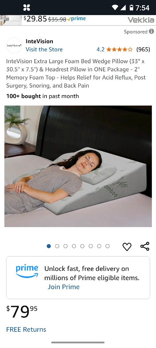 LIKE NEW Wedge Pillow With Memory Foam