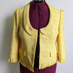  Ann Taylor Loft Brand New Tweed yellow Blazer. size 12