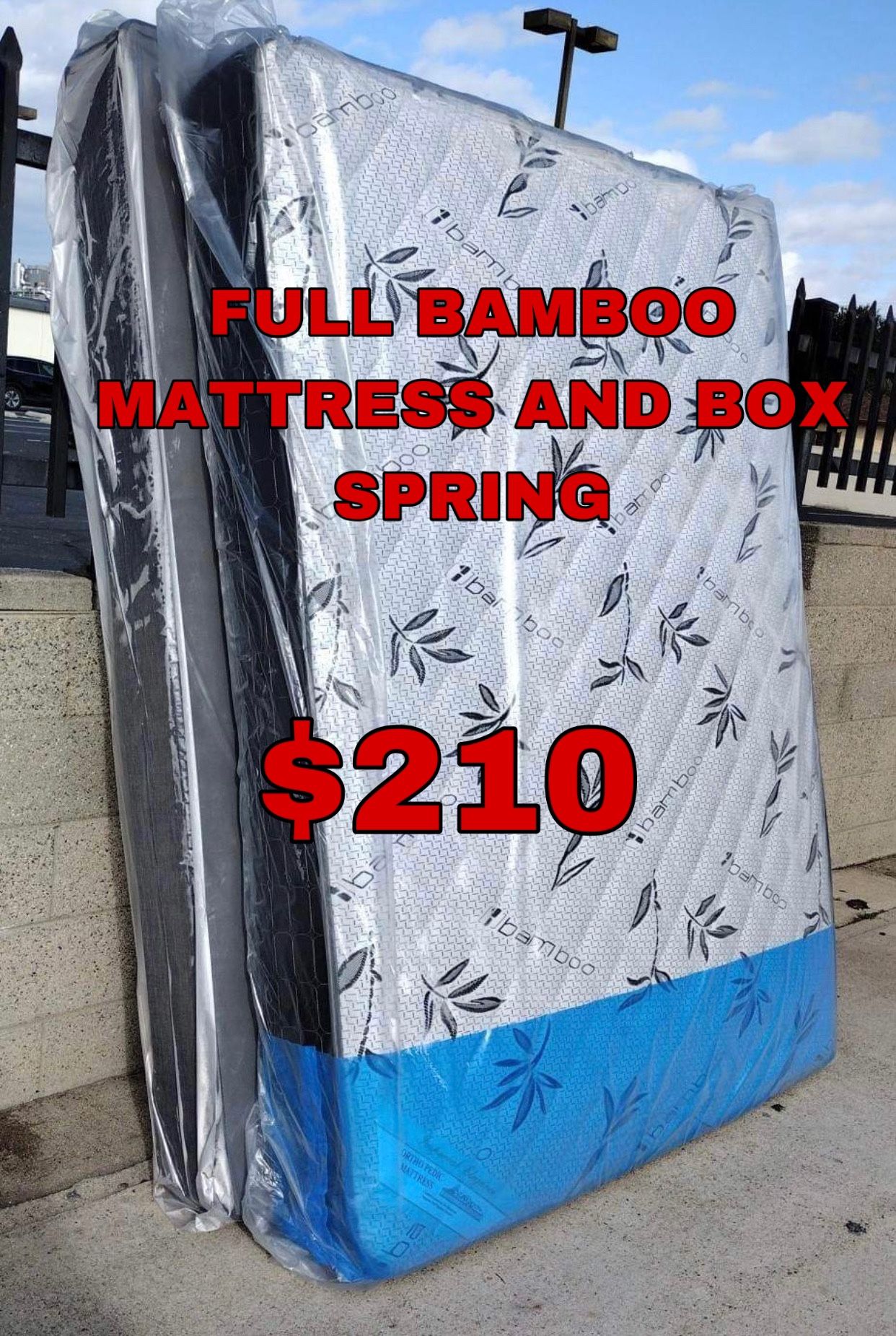 FULL BAMBOO MATTRESS AND BOX SPRING
