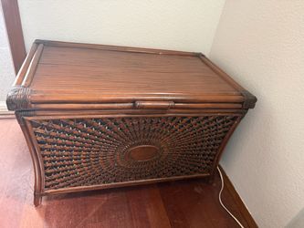 Vintage sunburst rattan chest