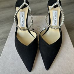Jimmy Choo Saeda 100 Black/Crystal Size 39