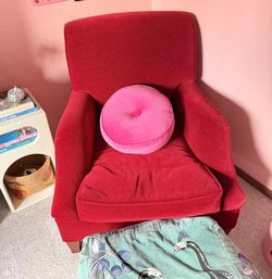 Set of Two: Red Velvet Accent Chair – Deep Seating Theater Style
