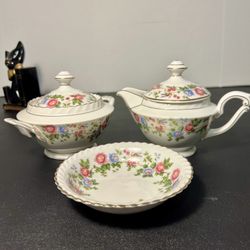Franconia Krautheim Germany 1950s “Mandarin” Teapot Bowl & Berry Bowl Set