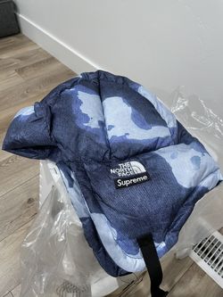 Supreme TNF Bleached Denim Print Trooper Indigo Color L/XL