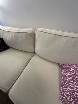 Cream Textured Two-Cushion Sofa + (extra 20) coffee table
