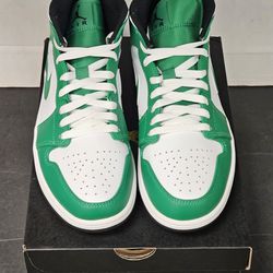 Nike Air Jordan 1 Mid Lucky Green White DQ8426-301 Mens Size 9 New