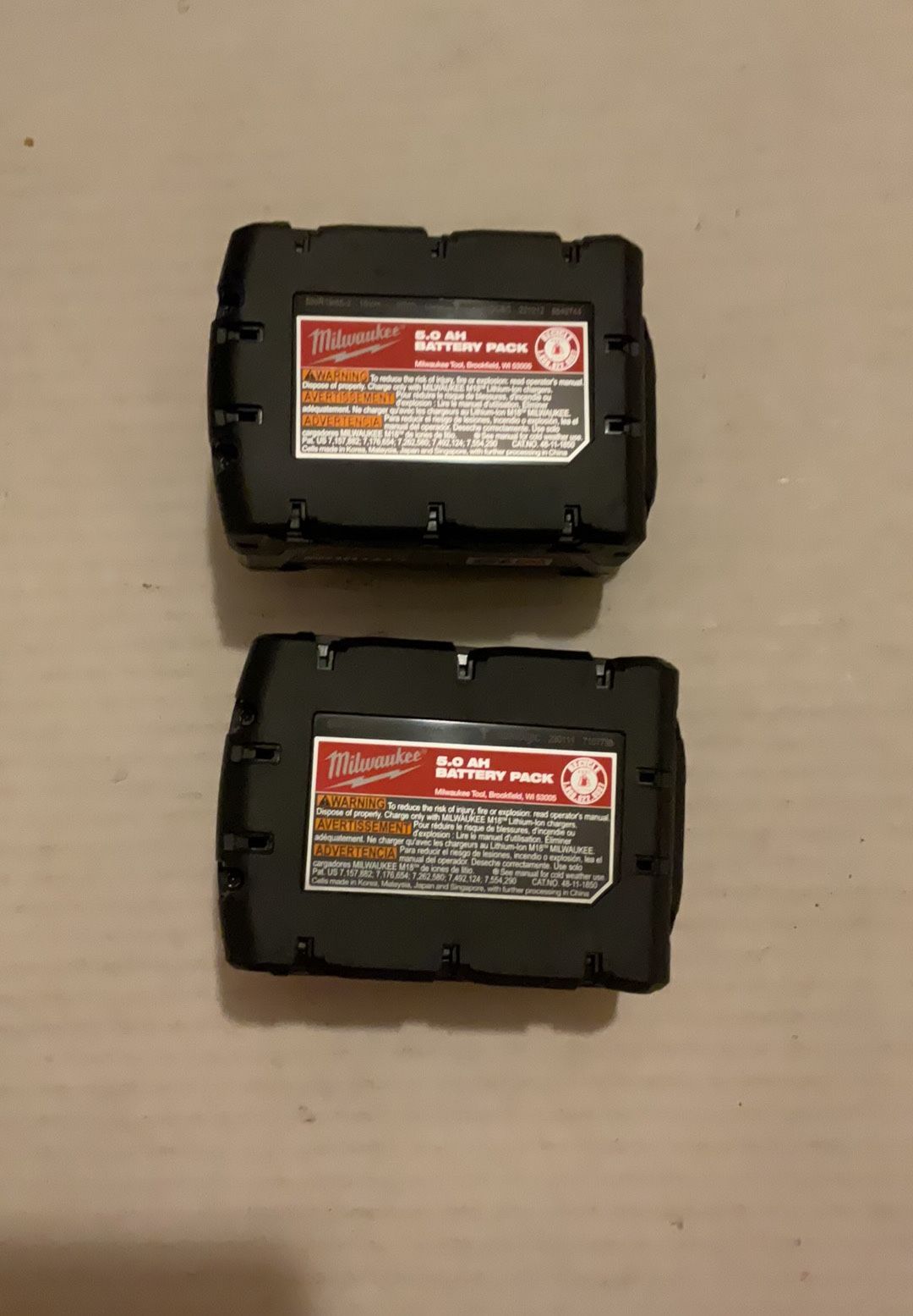 Brand new milwaukee m18 red lithium xc 5 0 batteries 120 firm on price