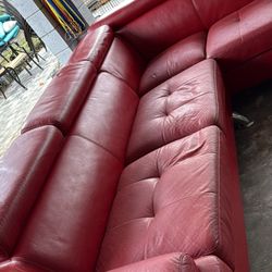 Red Leather Sofa